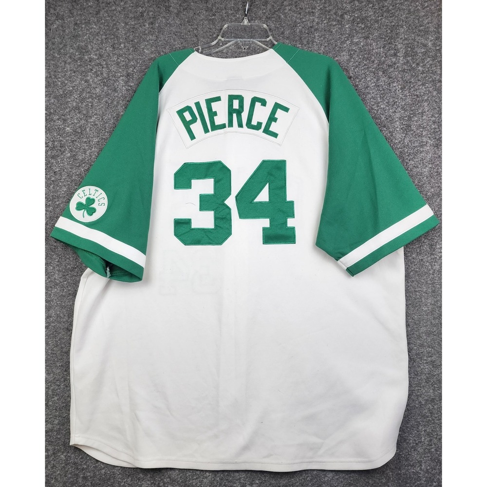 Nike Team Boston Celtics Paul Pierce 34 Jersey Mens 3XL White Green Button Up - Picture 2 of 11